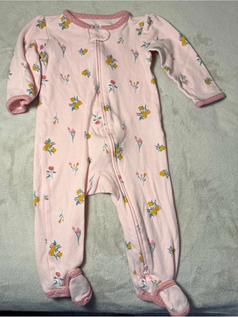 Carter's Mint Strawberry & Pink Floral Footed One-Pieces